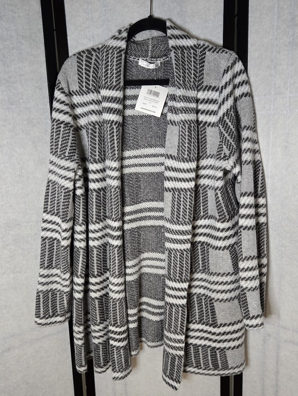 NWT Grey Plaid Soft Open Cardigan Size XL 89th & Madison